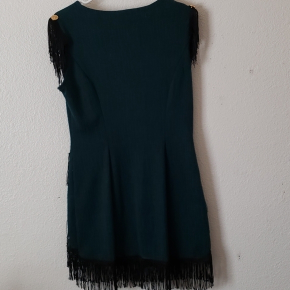 EnFocus Studio Dress Green w/Fringe and Sequins Size M - Picture 2 of 8